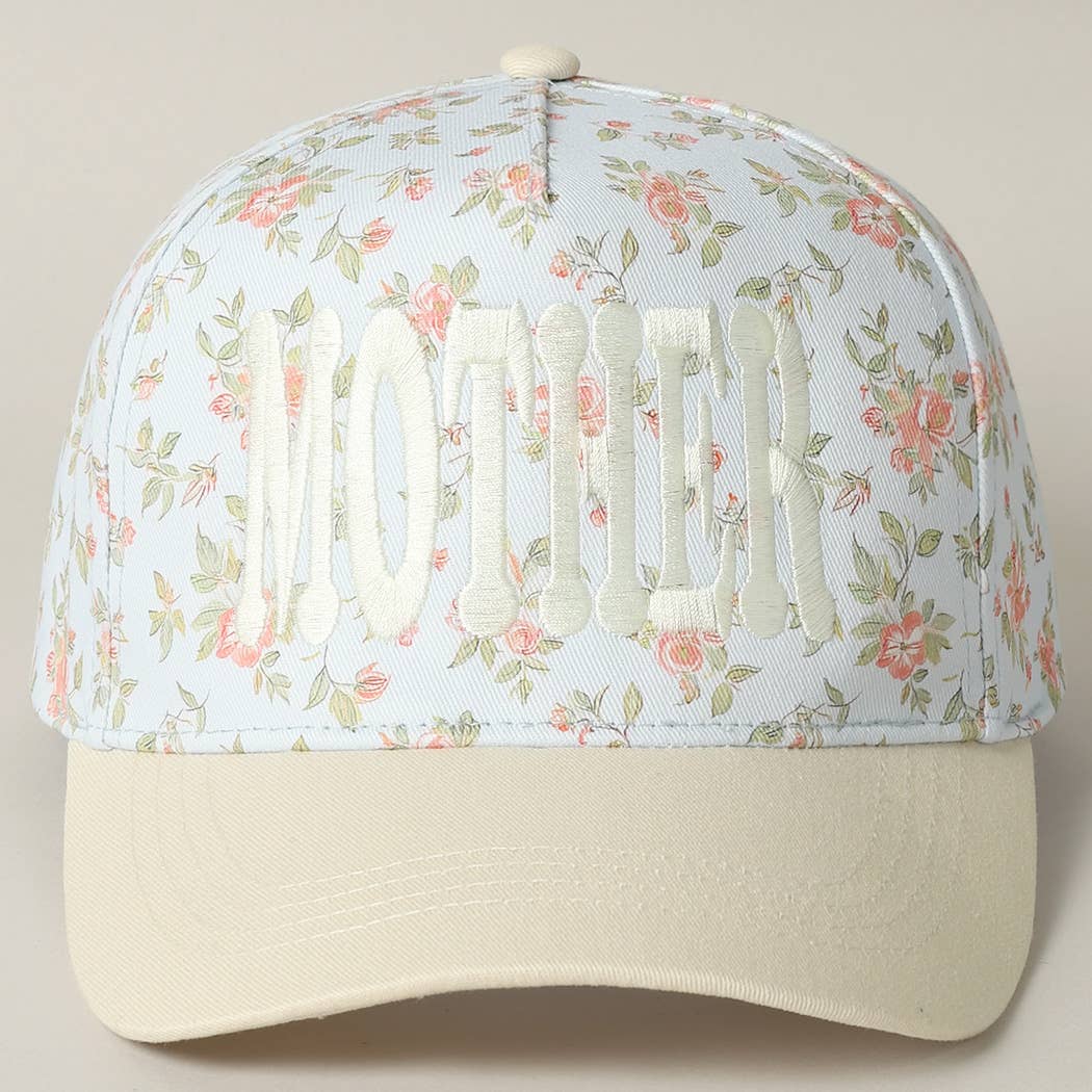 MOTHER Embroidered Flower PatternTrucker Hat: WHITE/BEIGE / ONE SIZE
