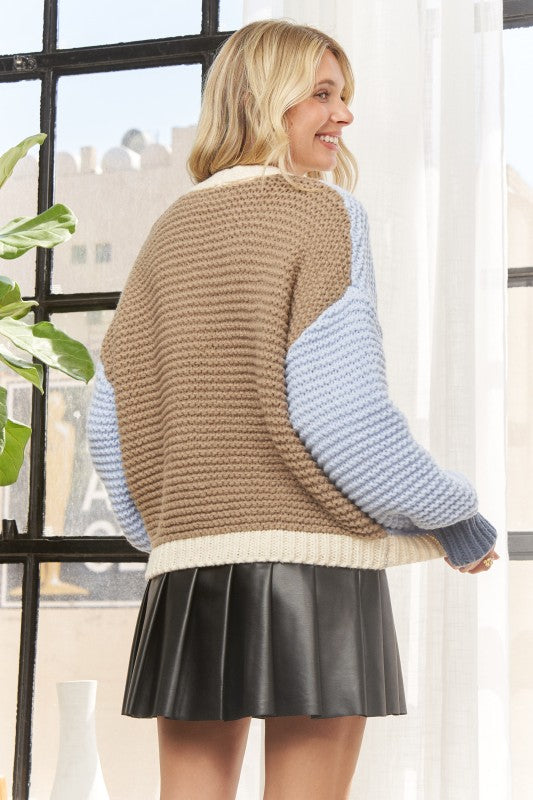Chunky Knit Colorblock Cardigan