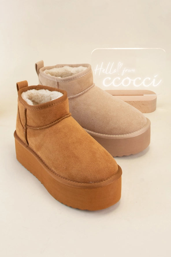 Benji Mini Ankle Platform Heel Fur-Lined Boots