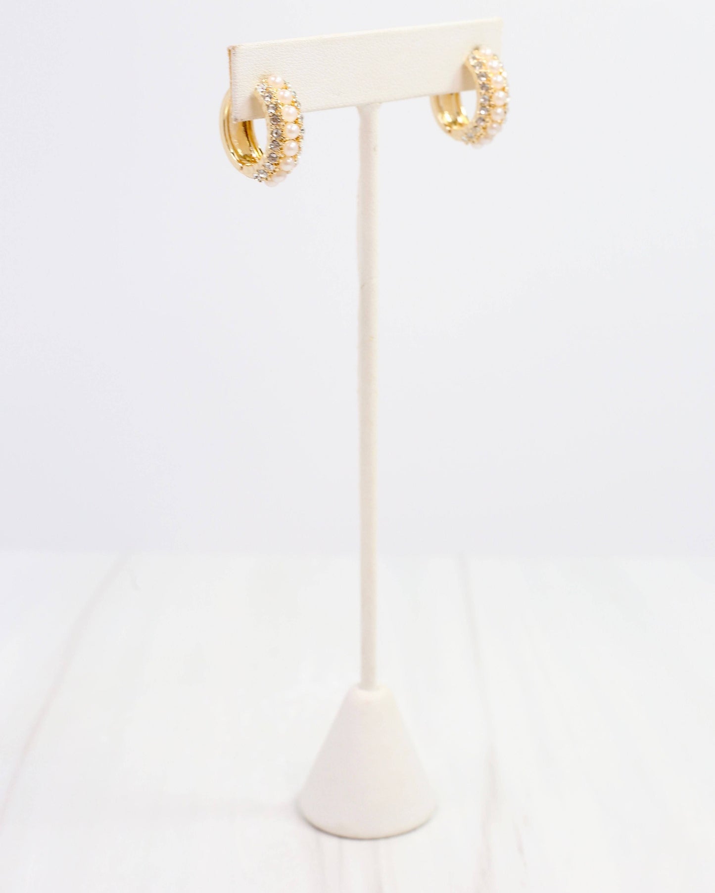 Ritz Pearl and Pave Hoop Gold