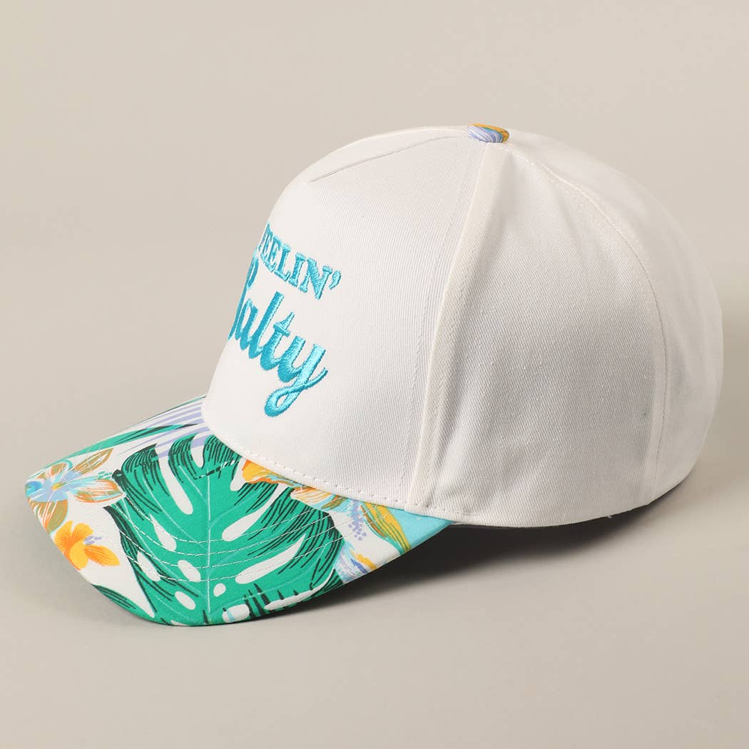 Feelin' Salty Letter Embroidery Floral Trucker Hat - Navy