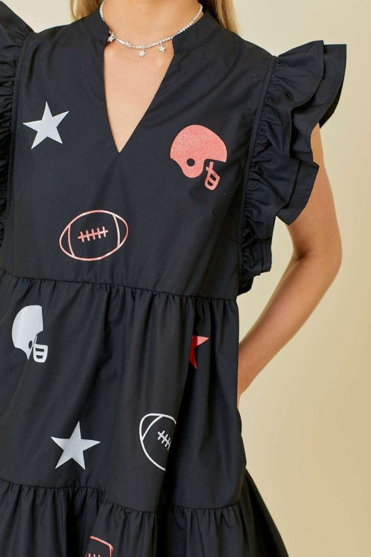 Sparkle Game Day Ruffle Dress