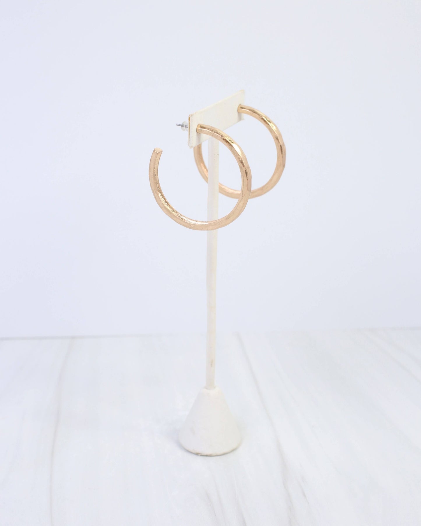 Hyde Park Hammered Hoop Earring Worn Gold