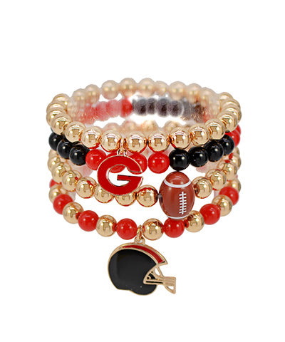 Game Day Football Charm 4pc Bracelet Set