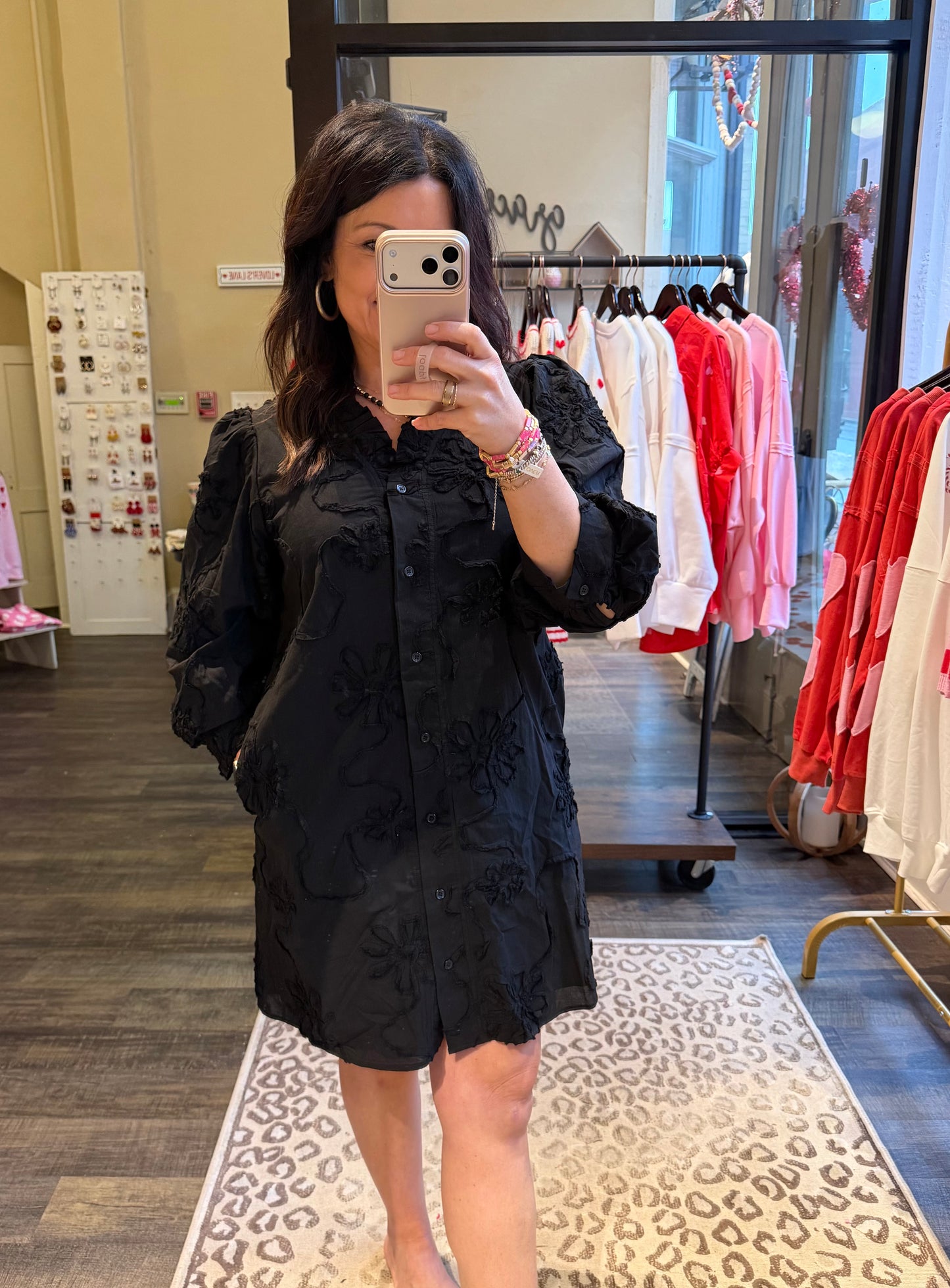 Button Down 3d Floral Dress