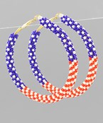 USA Beaded Flag Hoops