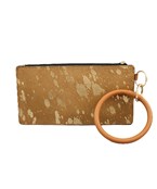 Cowhide Gold Brushed Wristlet