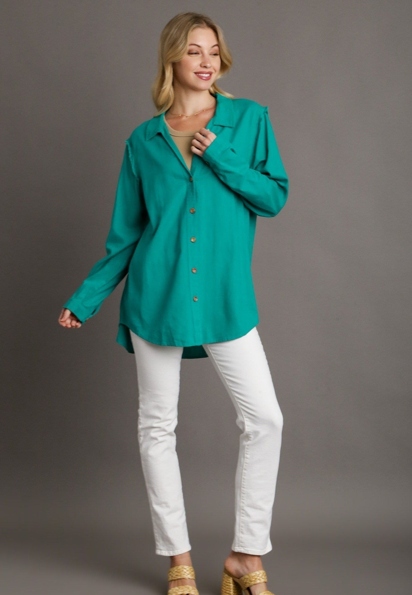 Emerald Linen Top