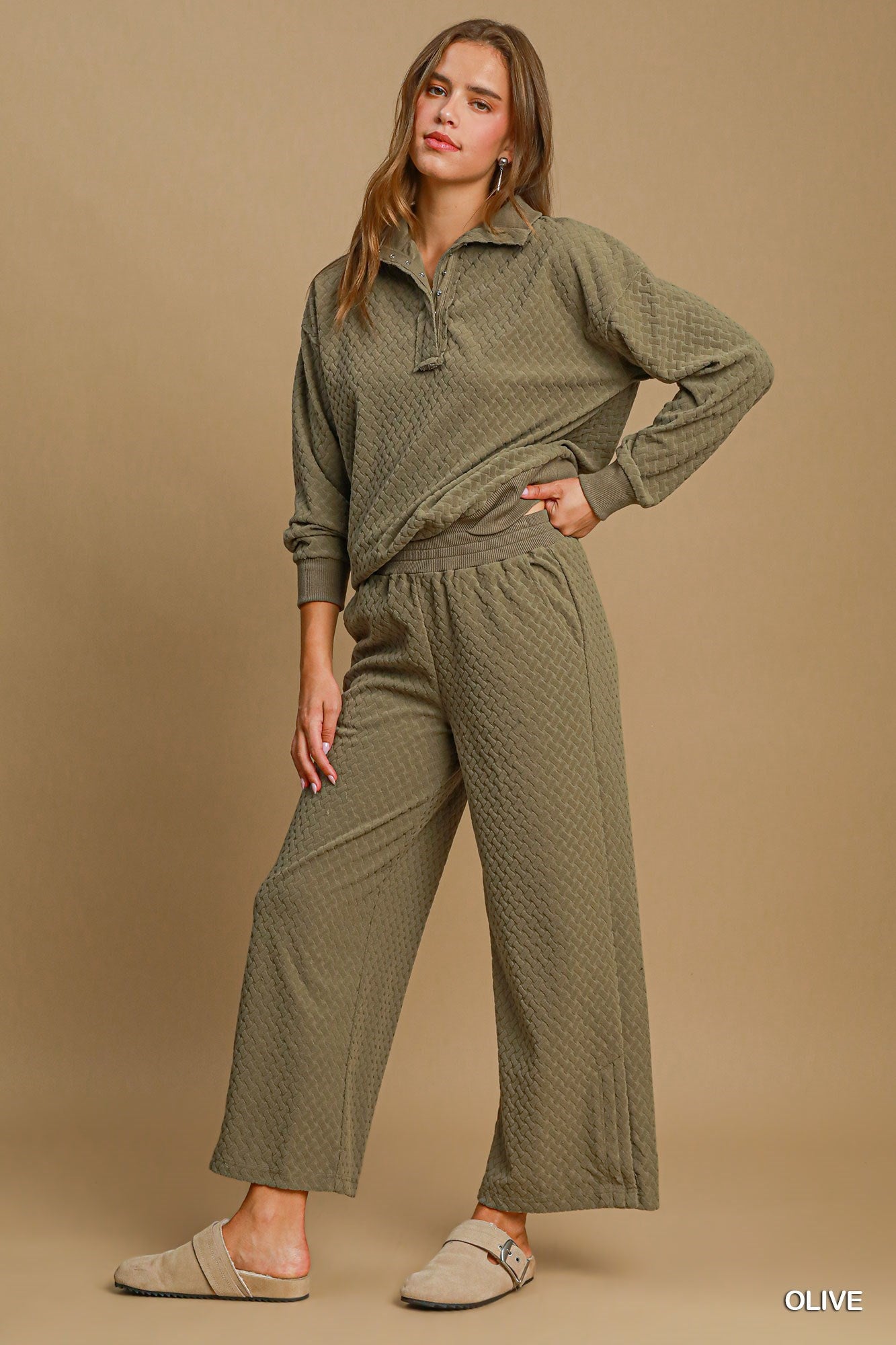 Olive Textured Pullover Top