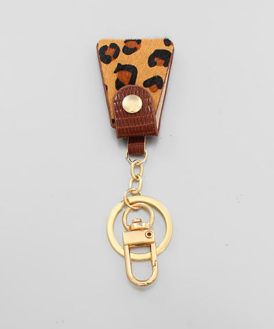 Leather Button Key Chain