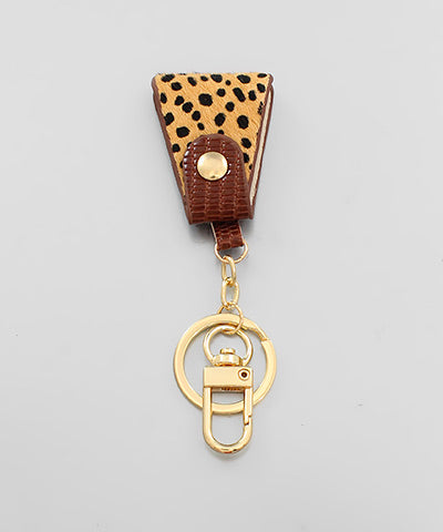 Leather Button Key Chain