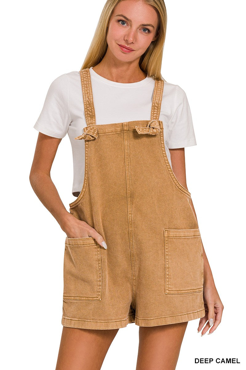 Washed Knot Strap Romper