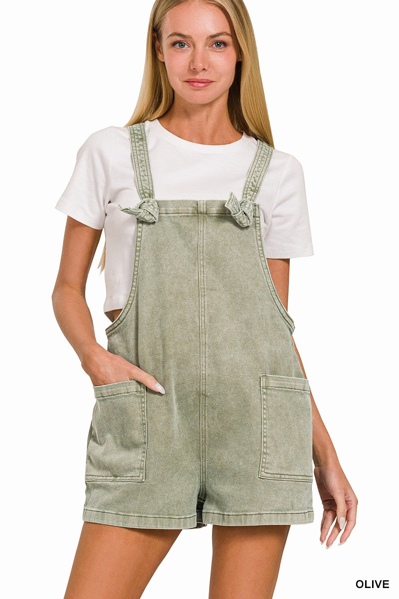 Washed Knot Strap Romper