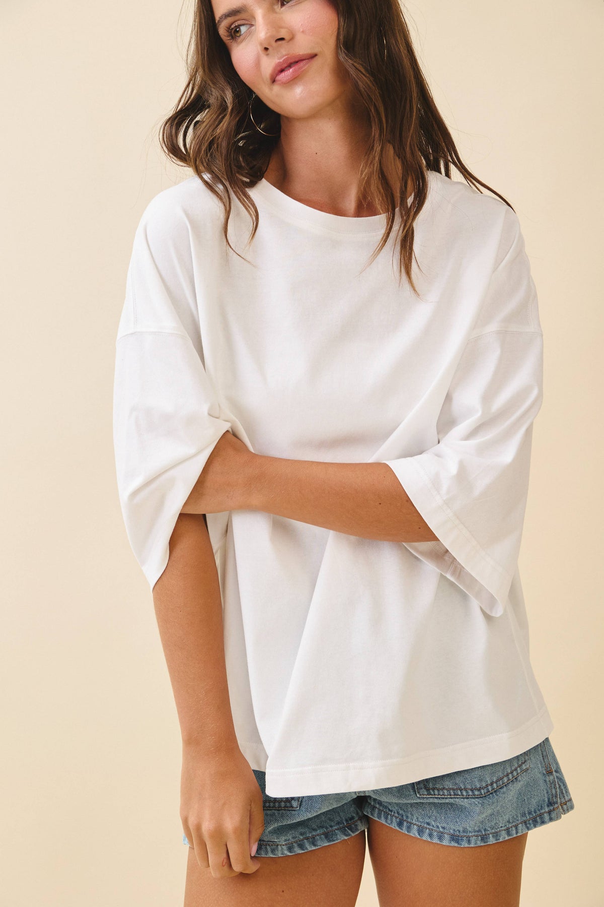 Oversized Everyday Cotton Tee: White / Contemporary