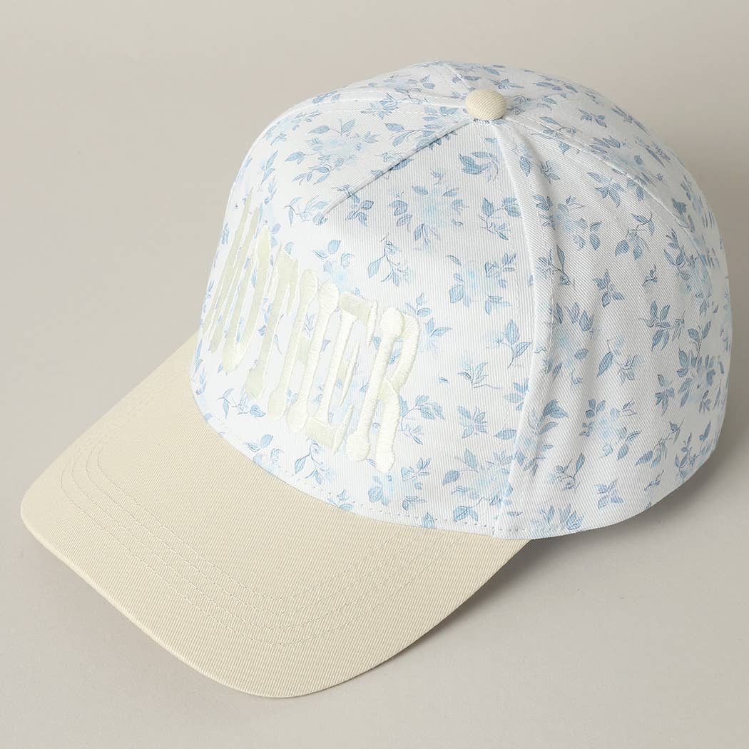 MOTHER Embroidered Flower PatternTrucker Hat: WHITE/BEIGE / ONE SIZE