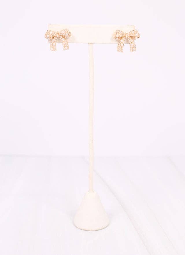 Paige Pearl Bow Earring GOLD