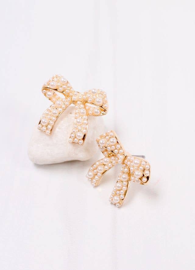 Paige Pearl Bow Earring GOLD