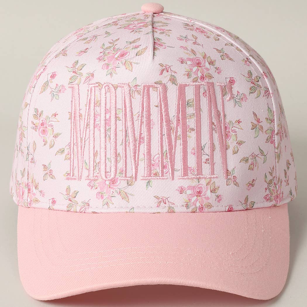 MOMMIN' Embroidered Flower PatternTrucker Hat: BLUE/BEIGE / ONE SIZE