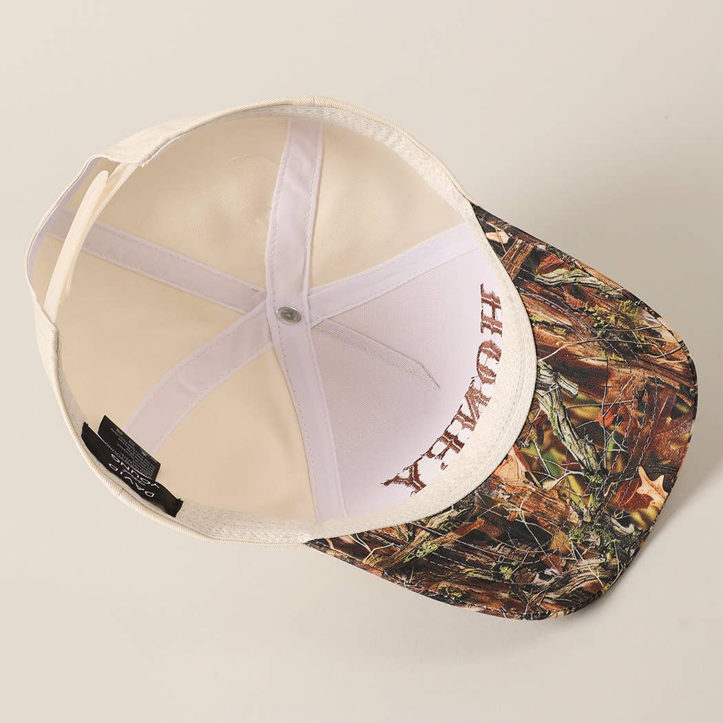 HONEY Lettering Embroidery Camo Hat - Black