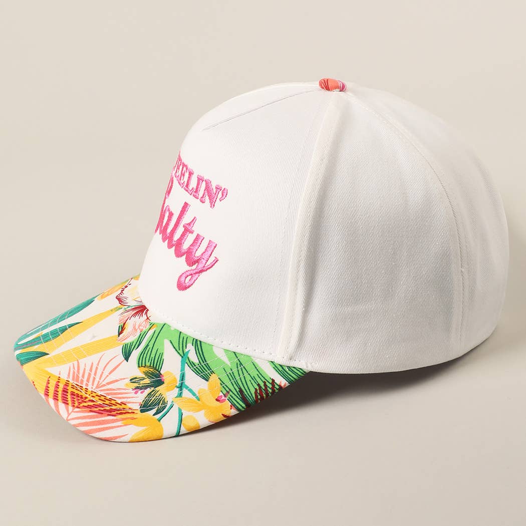 Feelin' Salty Letter Embroidery Floral Trucker Hat - Navy