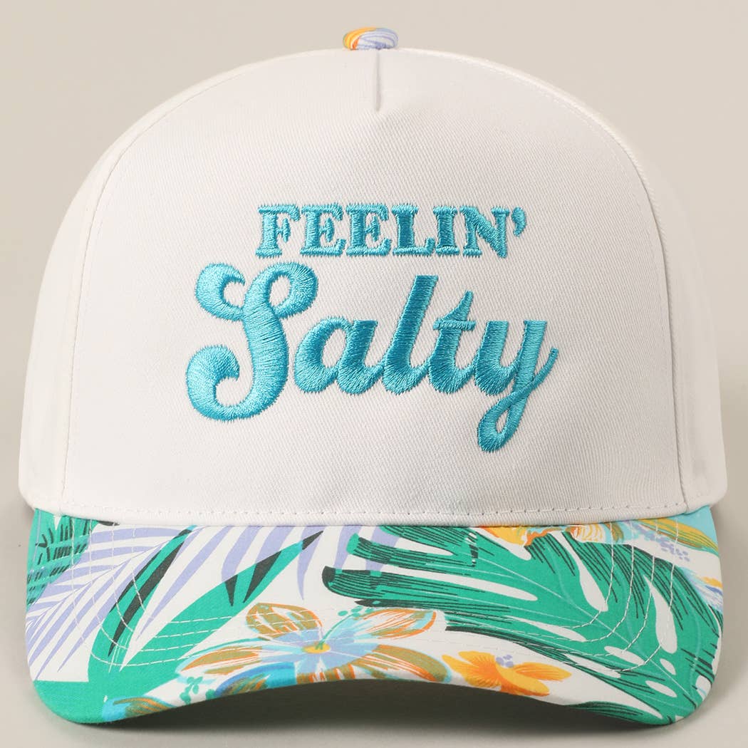 Feelin' Salty Letter Embroidery Floral Trucker Hat - Navy