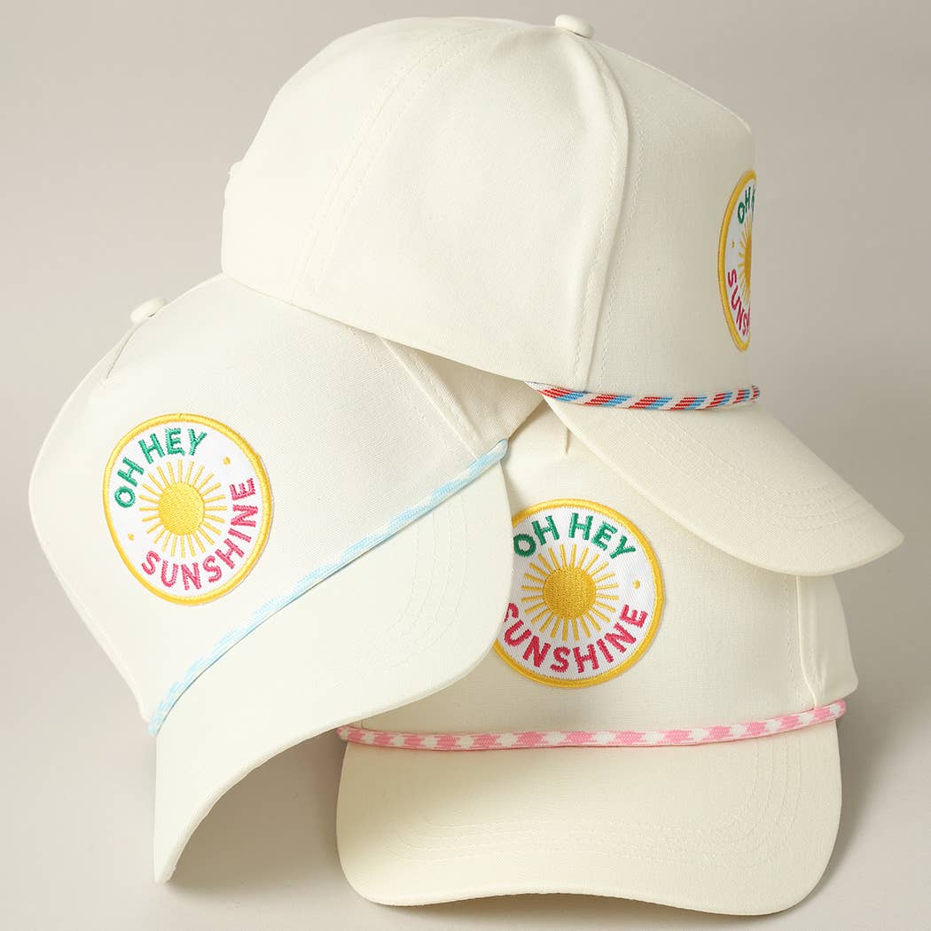 Oh Hey Sunshine Embroidery Patch Trucker Hat: LT BLUE