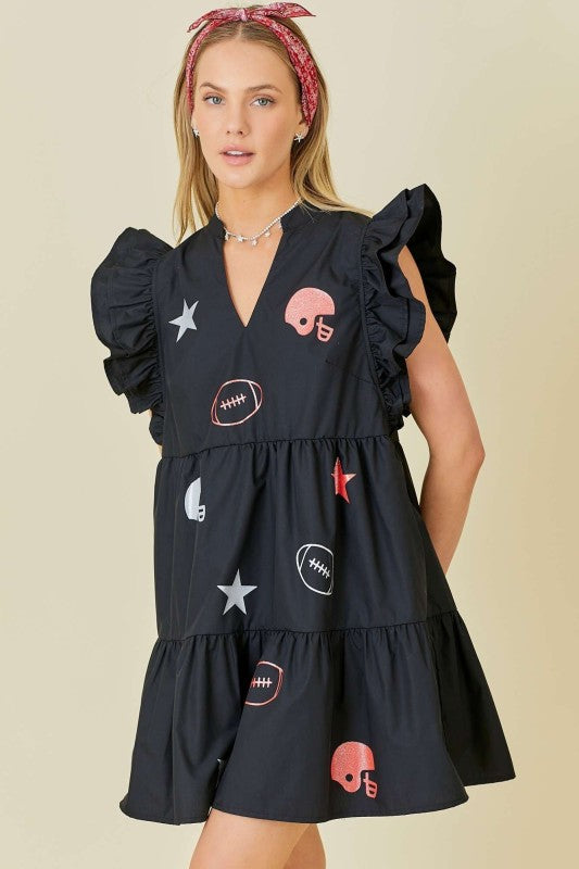 Sparkle Game Day Ruffle Dress