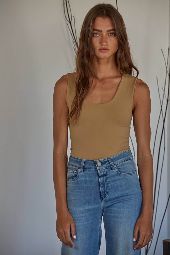 Double Layered Seamless Top: Light Taupe