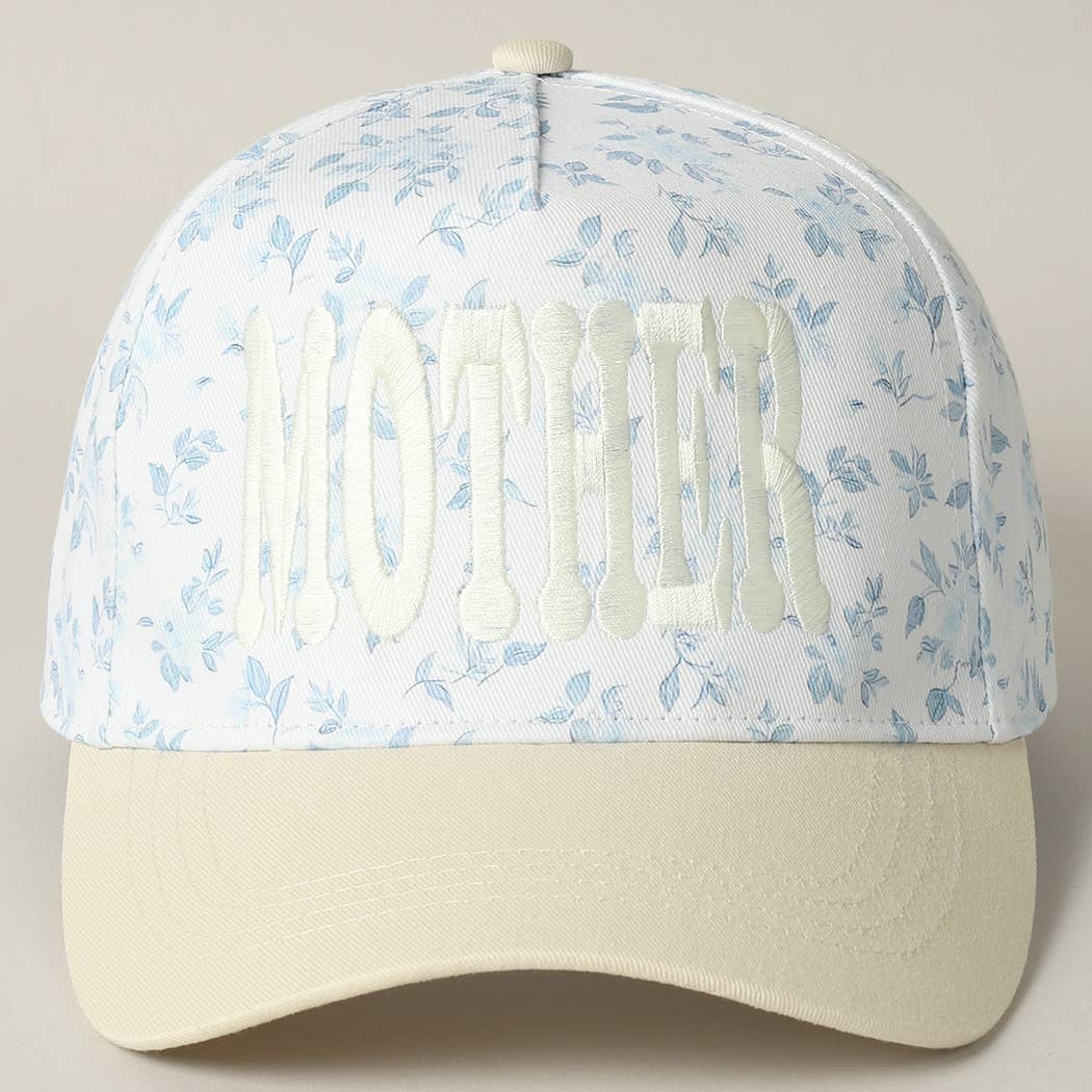MOTHER Embroidered Flower PatternTrucker Hat: WHITE/BEIGE / ONE SIZE