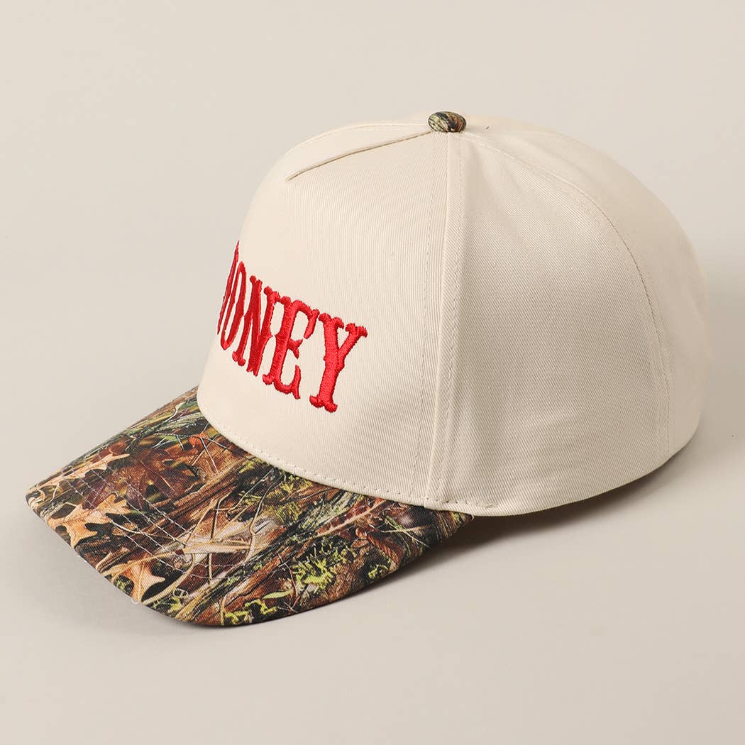 HONEY Lettering Embroidery Camo Hat - Black