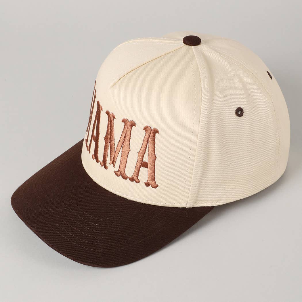 MAMA Typographic Design Embroidery Baseball Hat - Beige