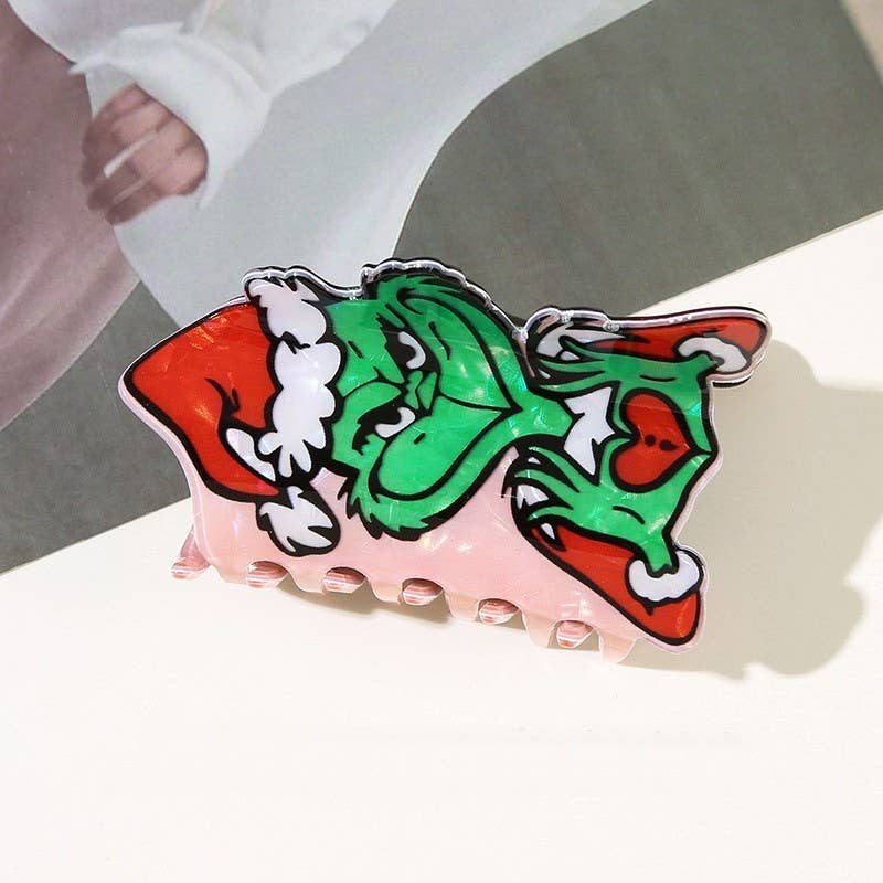 Holiday Christmas Grinch Theme Hair Claw Clip |GREEN