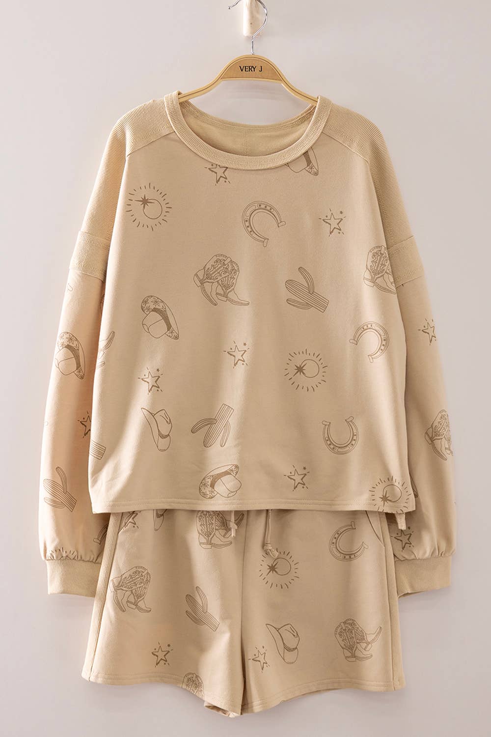 Western Print Lounge Set: TAUPE