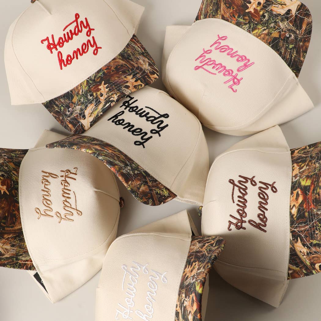 Howdy Honey Embroidery Camo Beige Hat