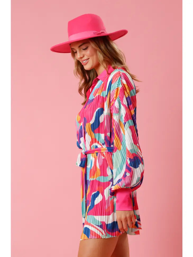 Brushstroke Print Mini Dress