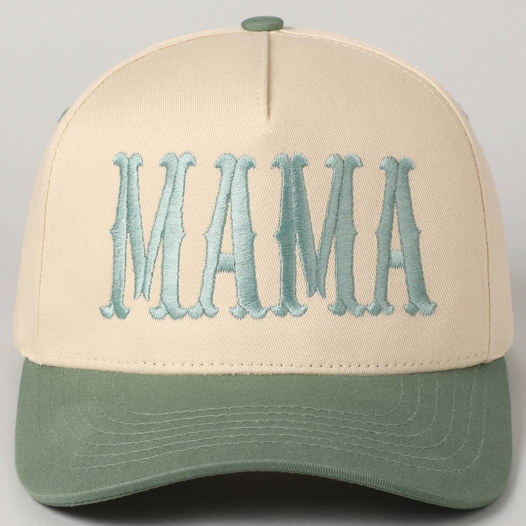 MAMA Typographic Design Embroidery Baseball Hat - Beige