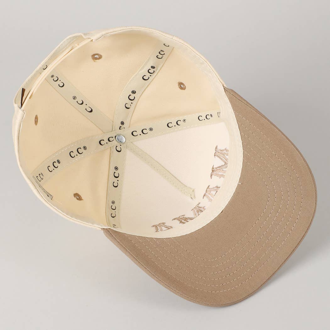 MAMA Typographic Design Embroidery Baseball Hat - Beige