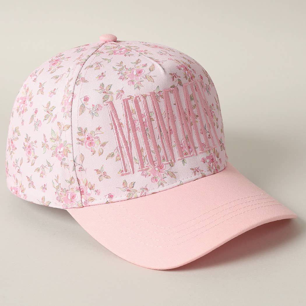 MOMMIN' Embroidered Flower PatternTrucker Hat: BLUE/BEIGE / ONE SIZE