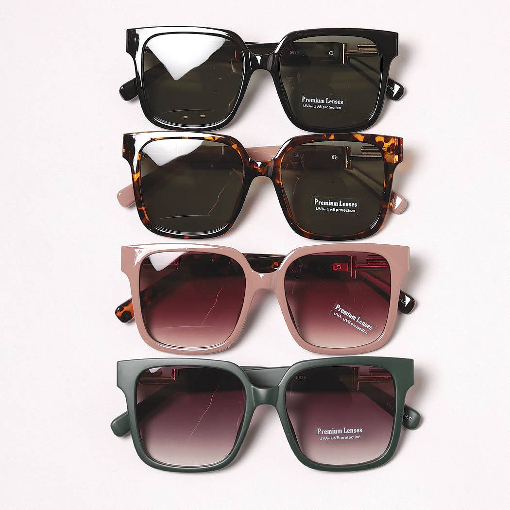 Casual Rectangular Bold Frame Sunglasses: 12 ASSORTED / ONE SIZE
