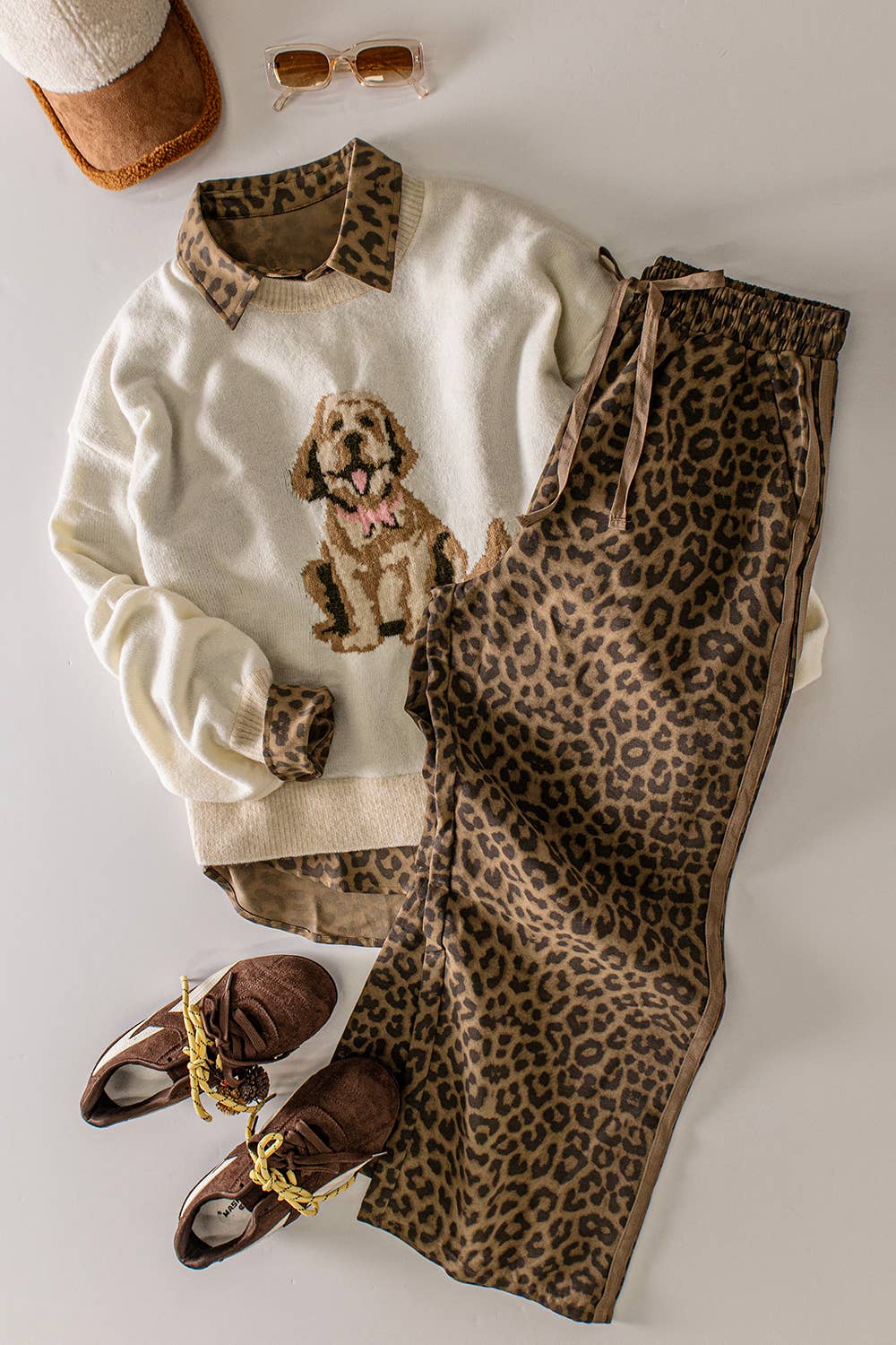 Leopard Printed Cotton Twill Pants