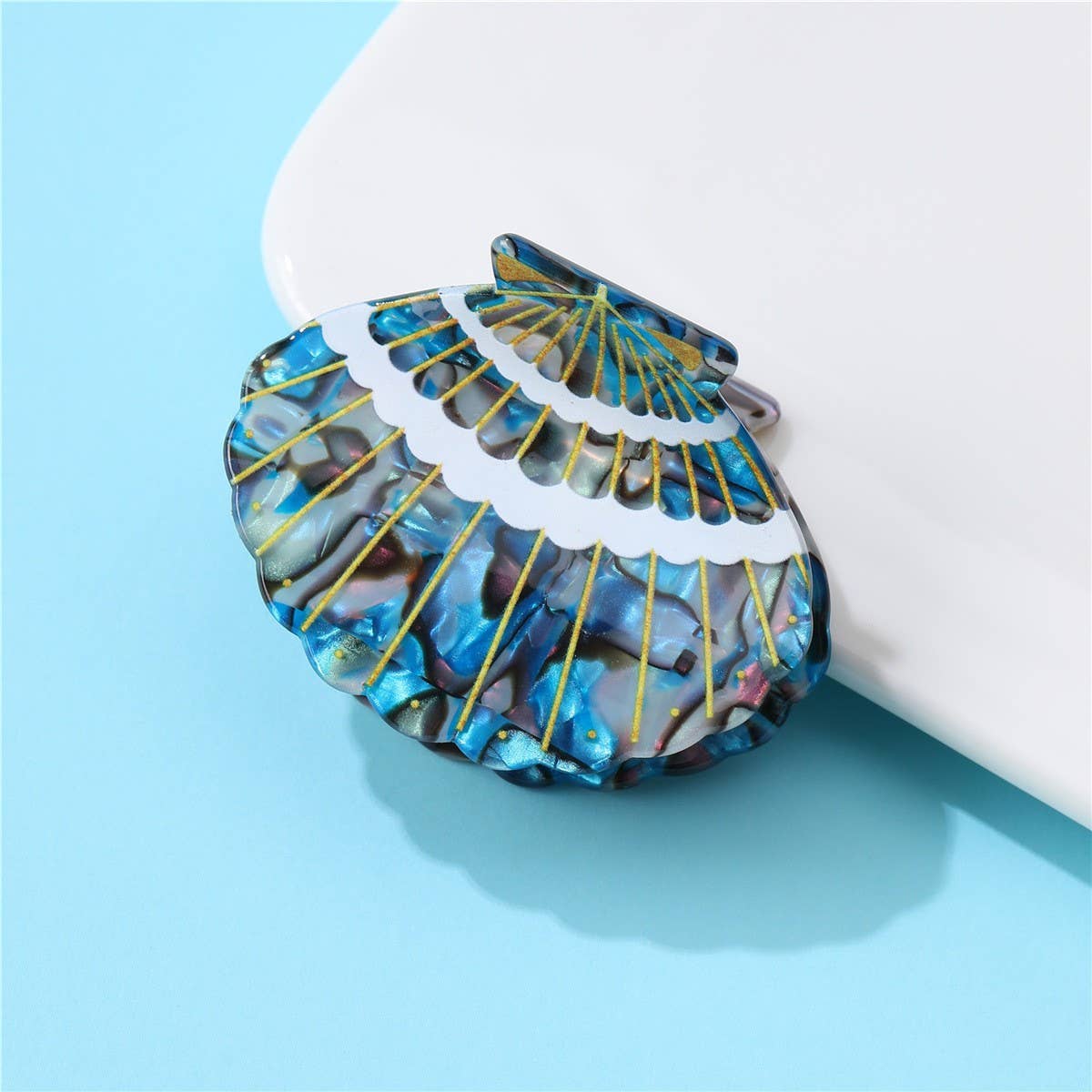 Marbled Seashell Hair Claw Clip: Green
