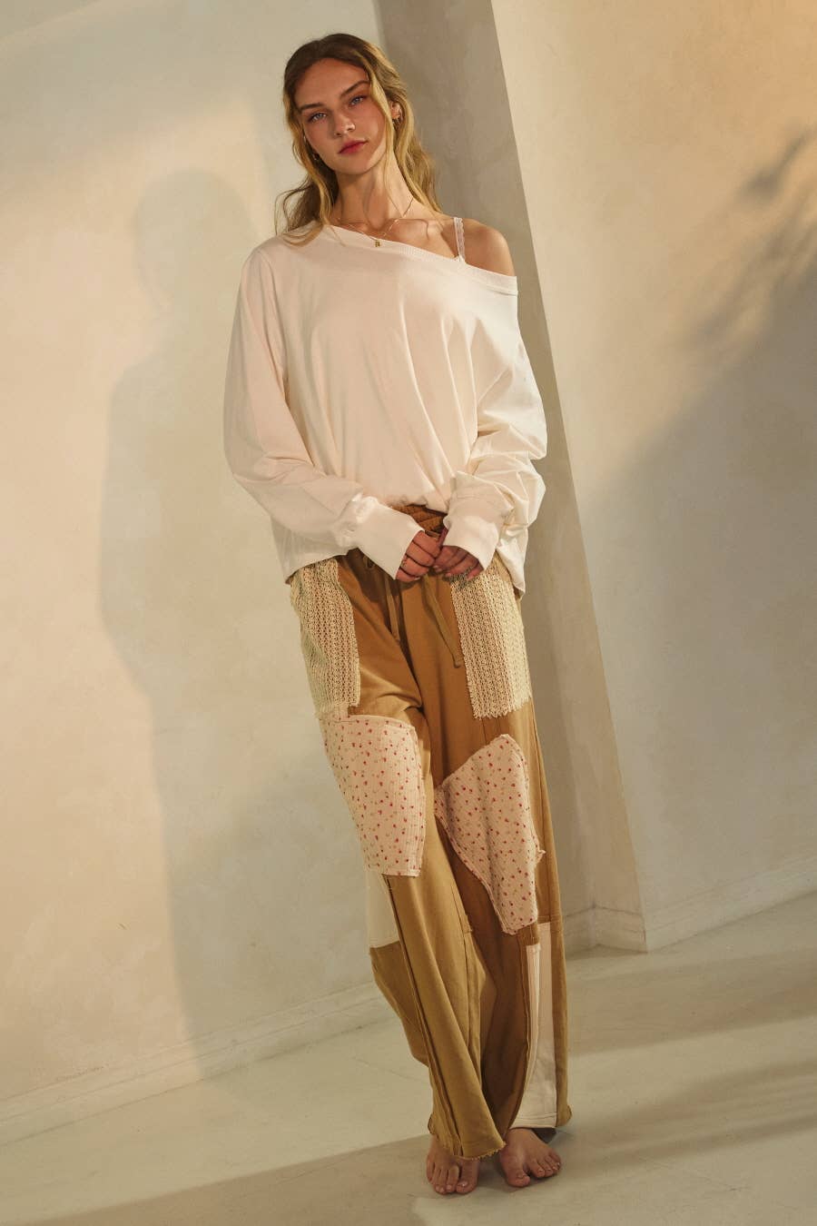 Patchwork Wide-leg Pants