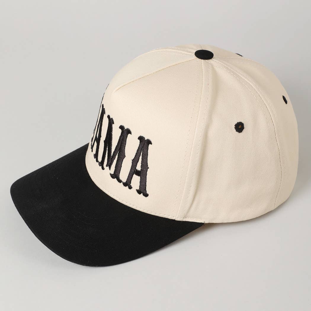 MAMA Typographic Design Embroidery Baseball Hat - Beige