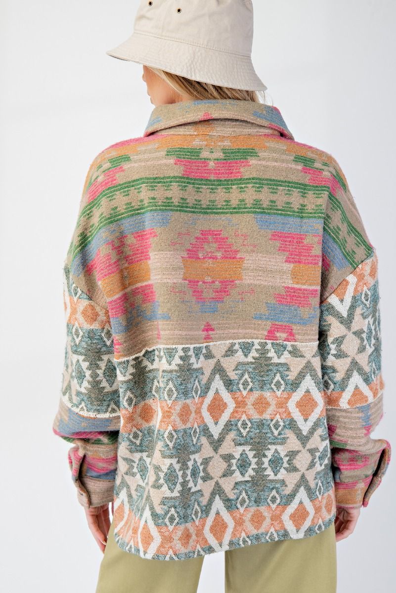 Ethnic Print Fleece Pullover