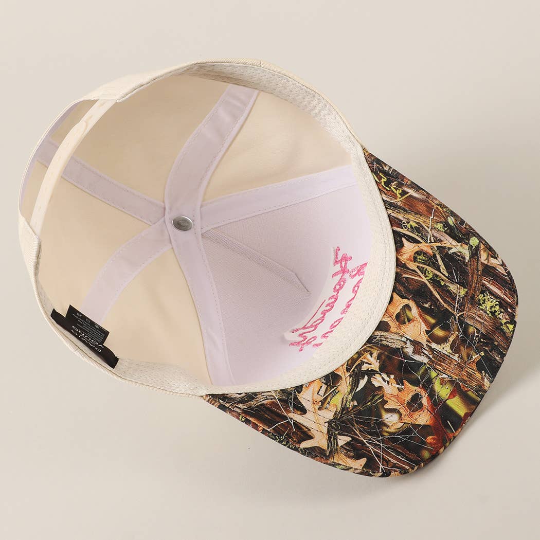 Howdy Honey Embroidery Camo Beige Hat
