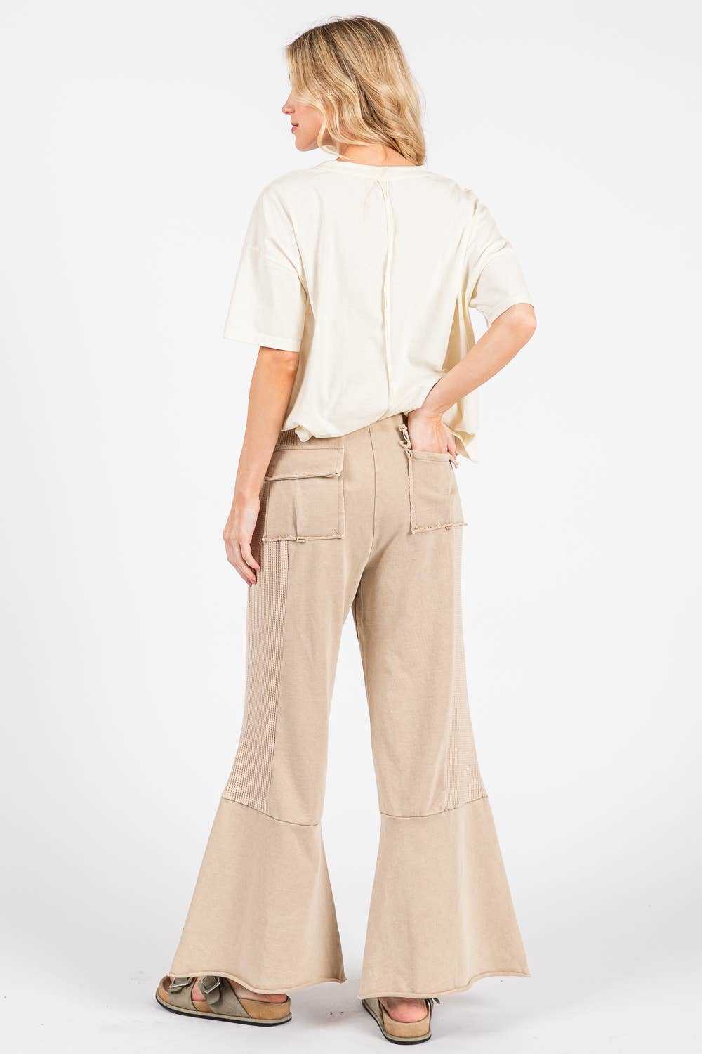 VINTAGE WASHED FLARED PANEL PANTS
