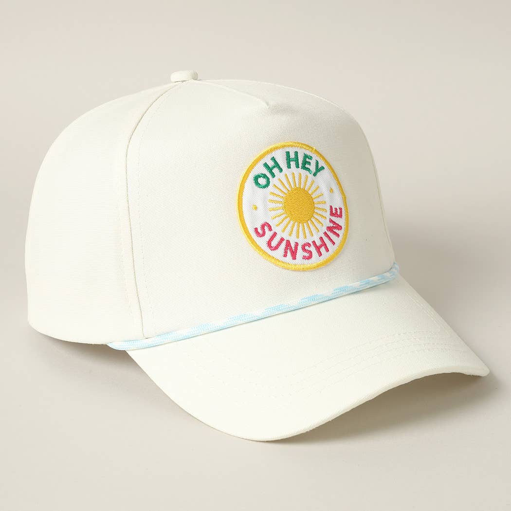 Oh Hey Sunshine Embroidery Patch Trucker Hat: LT BLUE