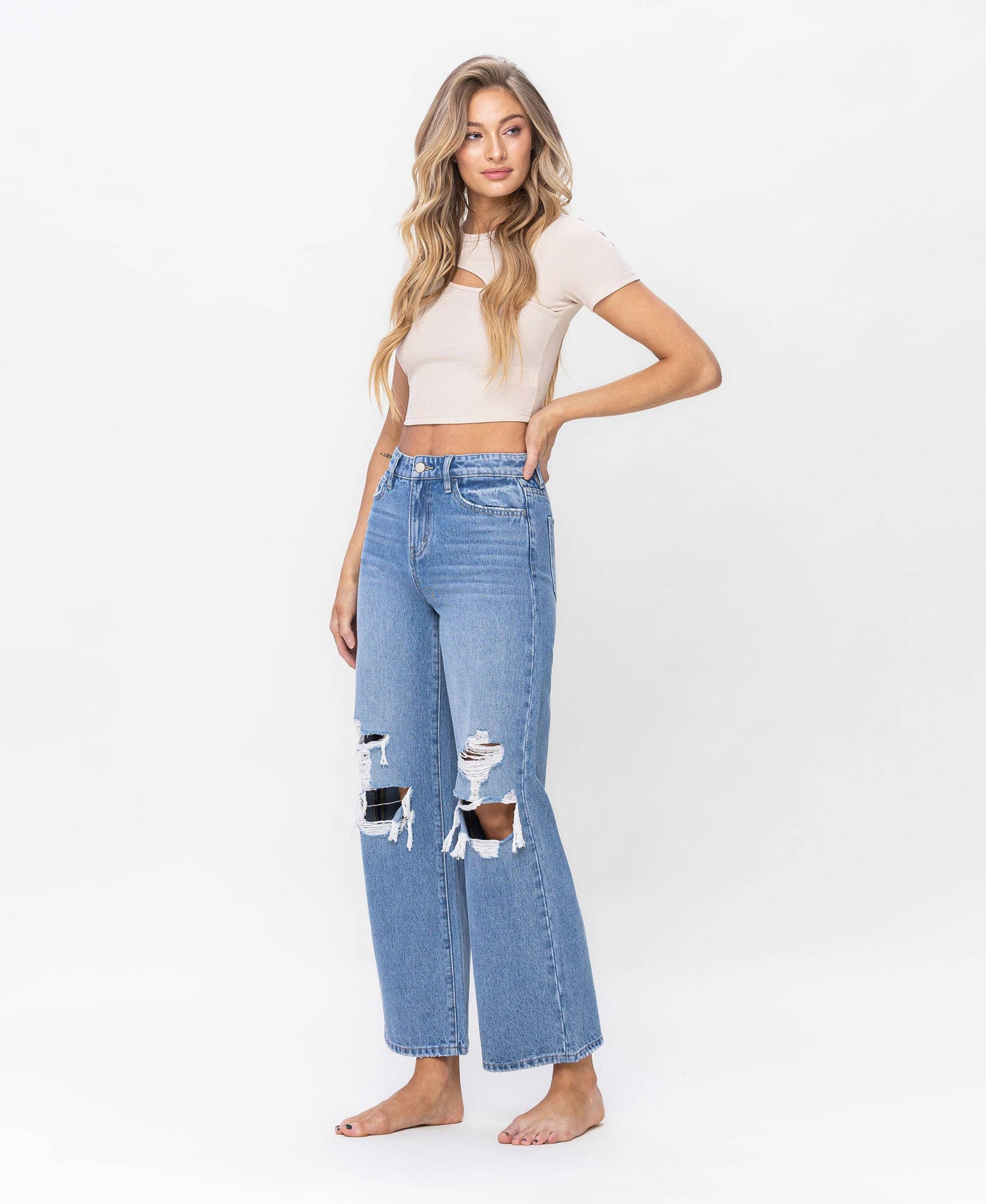 Toll-Free Distressed Wide Leg Jeans