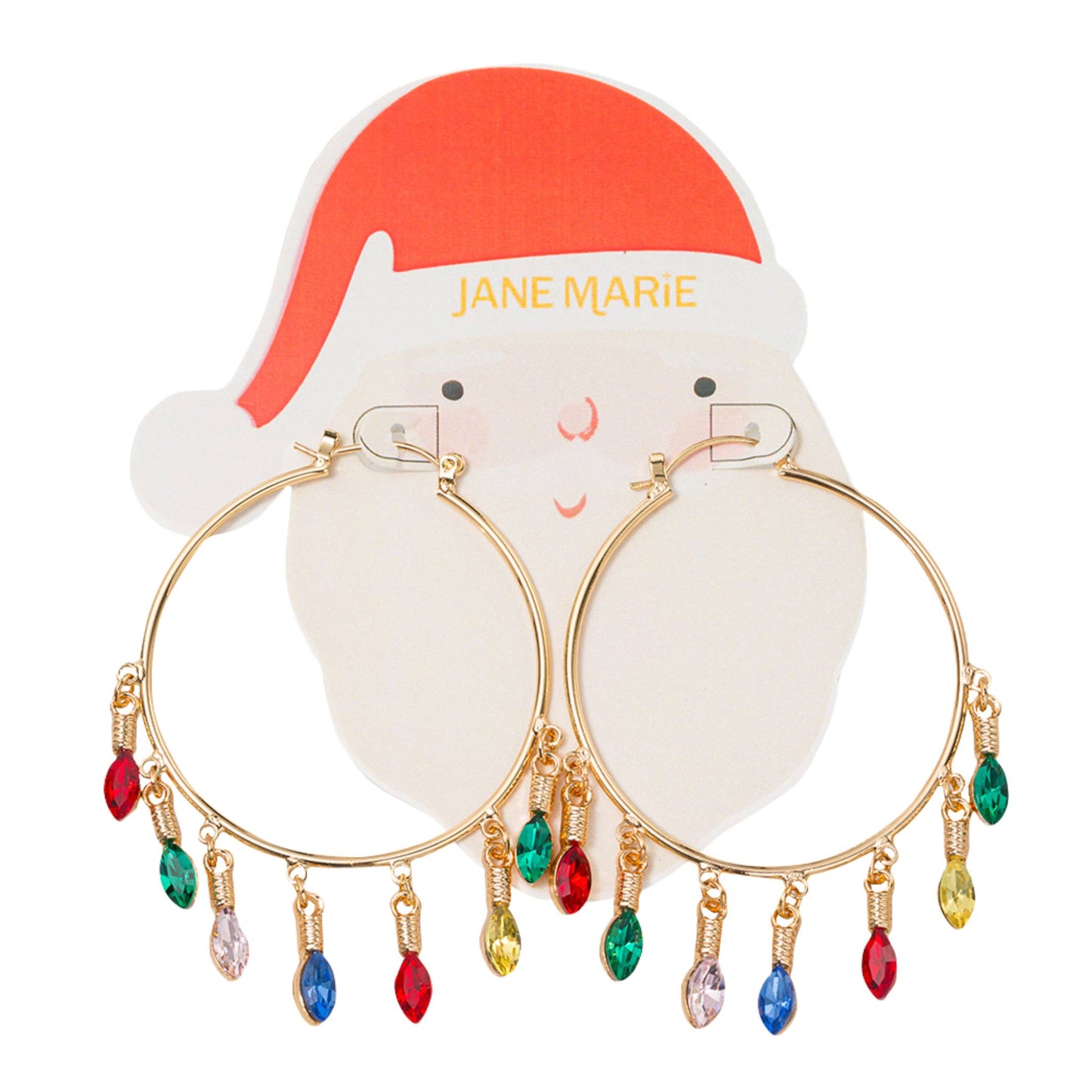 Gold Hoop Earring with Multi Christmas Bulbs