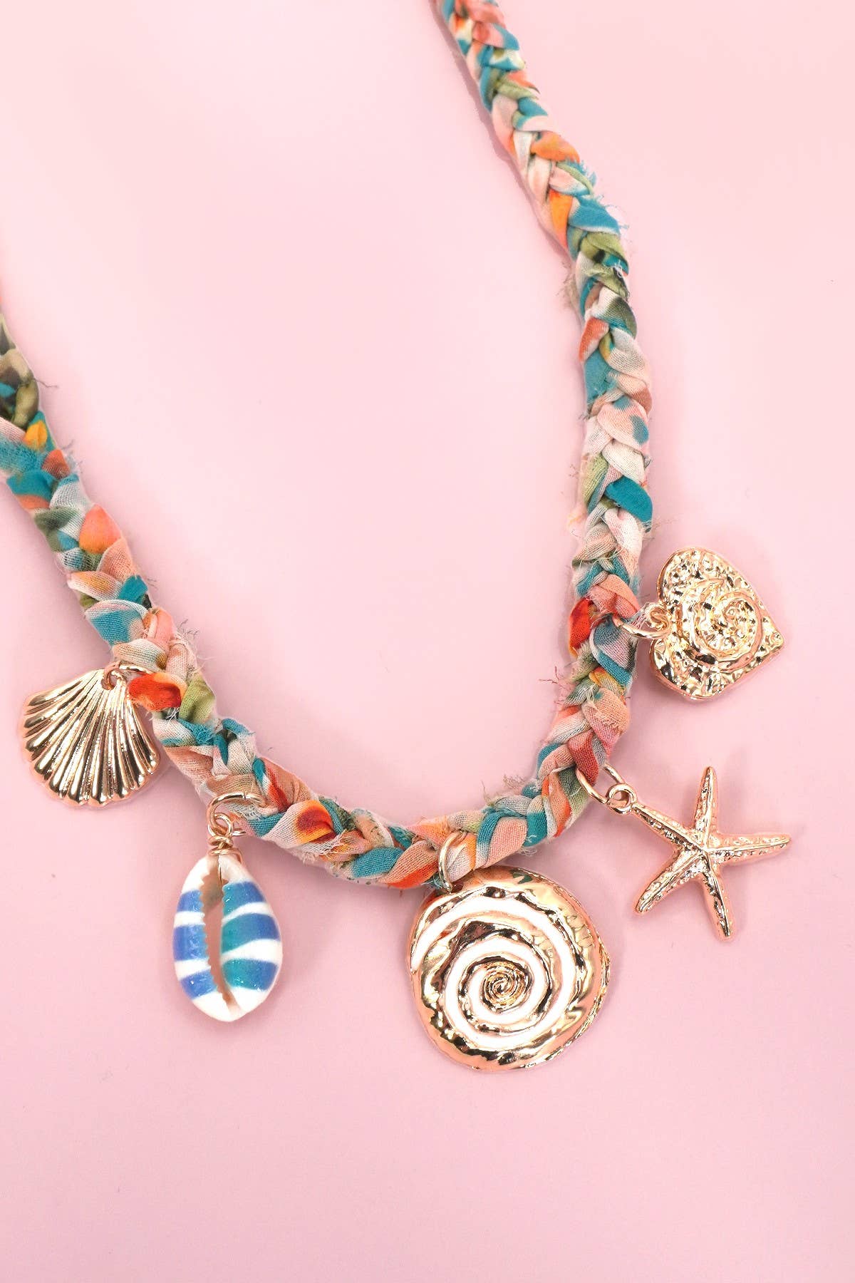 SCARF CHARM NECKLACE-STARFISH SEASHELL SUN